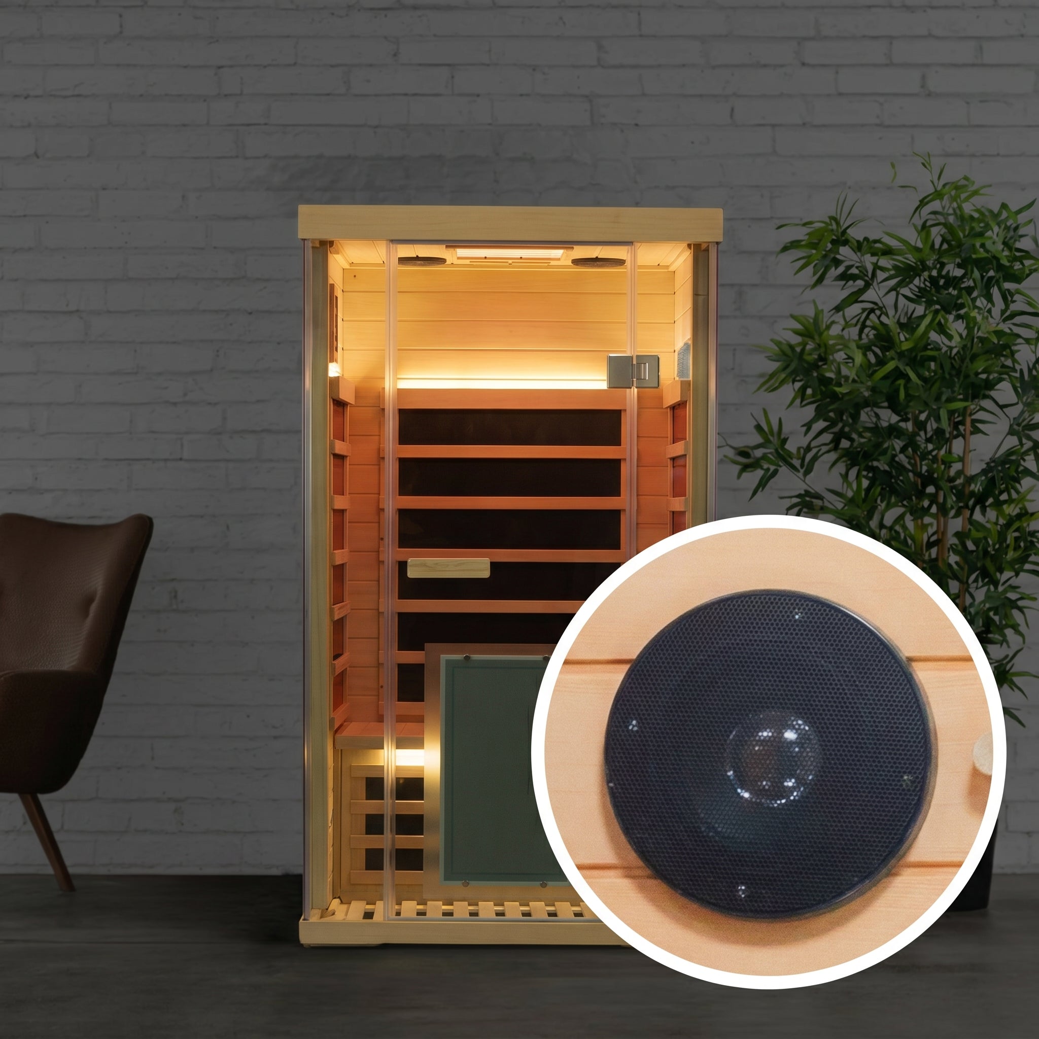 1-Person Hemlock Full-Glass Sauna
