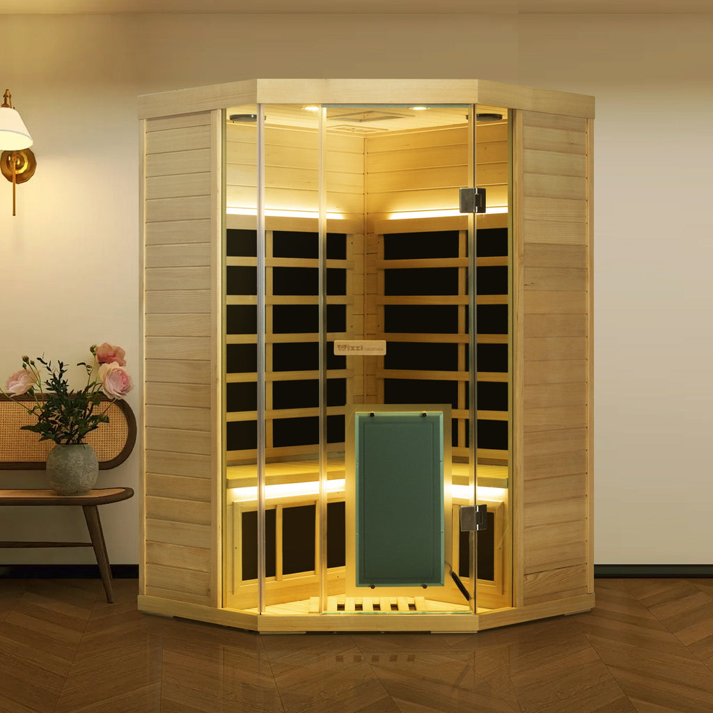 Corner Hemlock Full-Glass Sauna