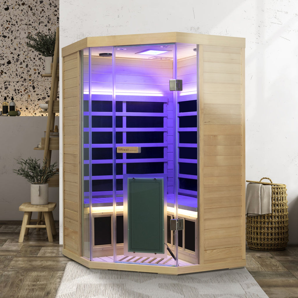 Corner Hemlock Full-Glass Sauna