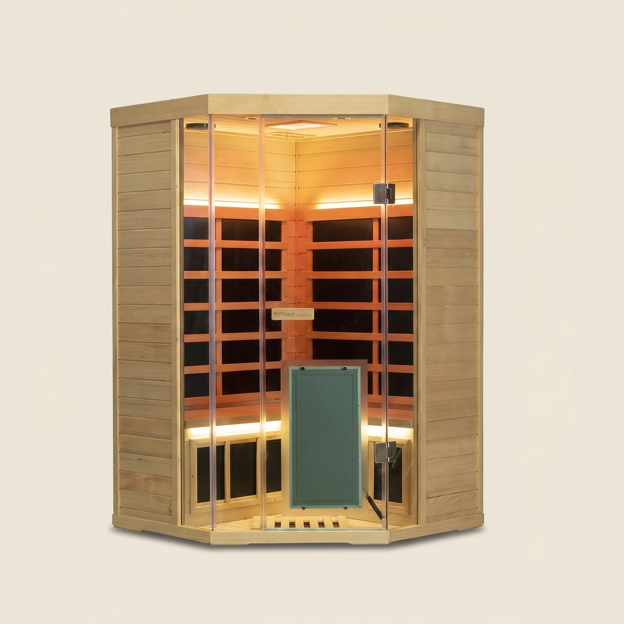 Corner Hemlock Full-Glass Sauna