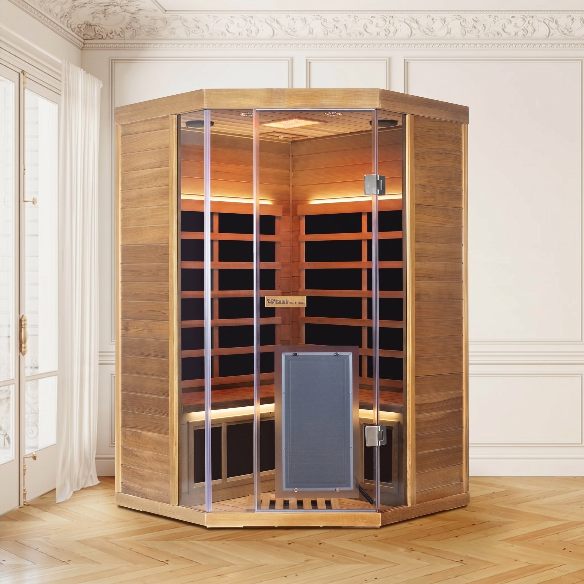 Corner Red Cedar Full-Glass Sauna